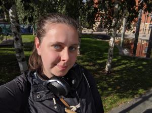 Kirsty Morgan Music in sunny Manchester, outside Chetham's School of Music